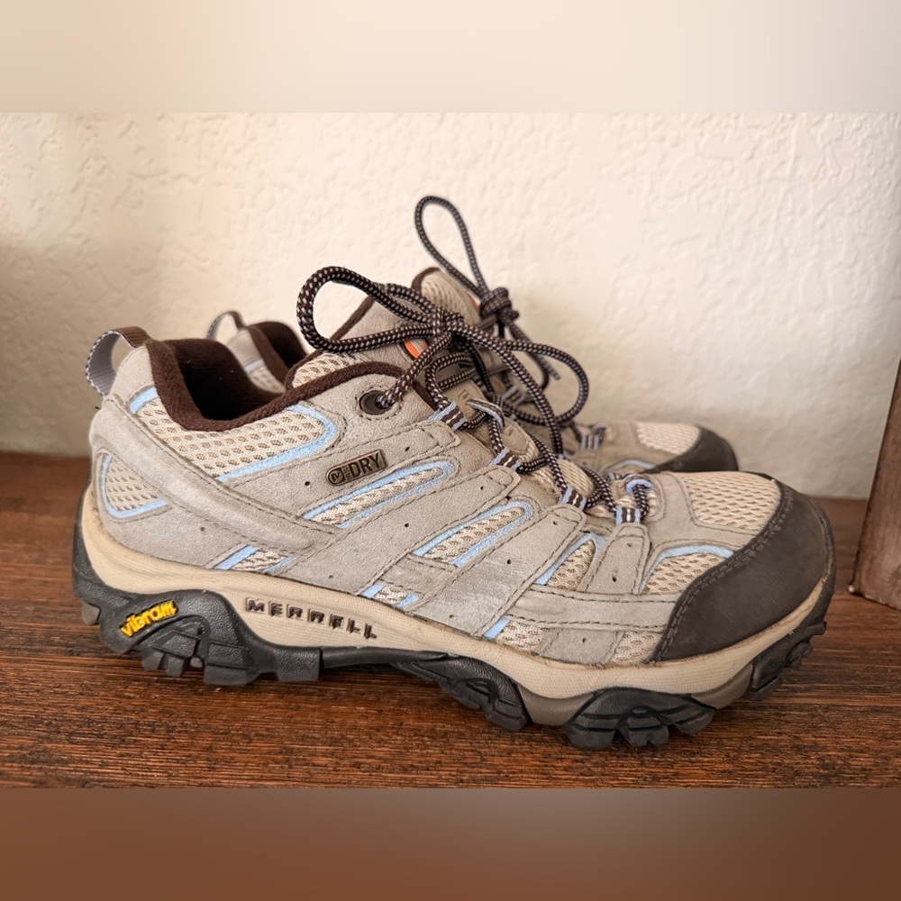 Merrell Women’s Moab 2 Waterproof Brindle Hiking Shoes, Size M 9.5 gently used - Picture 2 of 11
